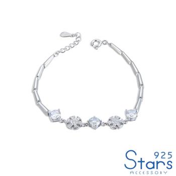 【925 STARS】純銀925閃耀美鑽創意花朵造型手鍊 造型手鍊 美鑽手鍊