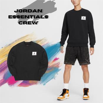 Nike 大學T Jordan Essential 衛衣 黑 白 男女款 薄刷毛 重磅 長袖上衣 FB3910-010