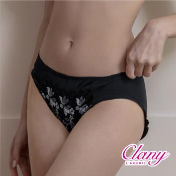 【可蘭霓Clany】 幸福升級 刺繡中腰舒適M-XL內褲 低調黑 3026-63