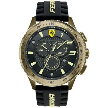 Scuderia Ferrari 法拉利金色飆騎三眼計時賽車錶/黑X金/48mm/FA0830244