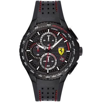 Scuderia Ferrari 法拉利 賽車稜紋三眼計時錶/黑/44mm/FA0830734