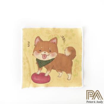 【Peter & Andy】插畫小方巾(想去散步的柴犬)