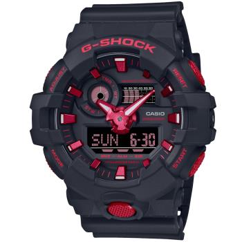 CASIO G-SHOCK 經典紅黑 時尚雙顯腕錶 GA-700BNR-1A