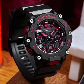 CASIO G-SHOCK  經典紅黑 時尚雙顯腕錶 GA-2200BNR-1A