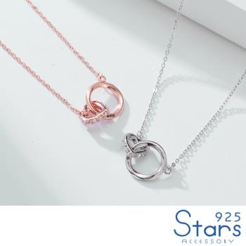 【925 STARS】千足銀999莫比烏斯環閃鑽愛心套環造型項鍊 造型項鍊 美鑽項鍊 (2款任選)
