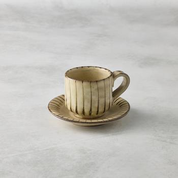 有種創意 - 日本美濃燒 - 釉彩直紋咖啡杯碟組(2件式) - 兩款任選 - 150 ml