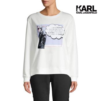 【KARL LAGERFELD】KARL印刷塗鴉短TEE-白(原廠公司貨)