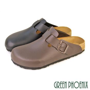 GREEN PHOENIX 女 穆勒鞋 半拖鞋 懶人拖鞋 前包 後空 皮帶釦 台灣製U60-20715