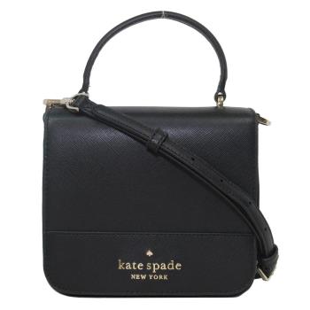  KATE SPADE Square Staci 防刮皮革方型手提斜背包(黑色)