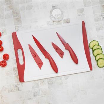 《Colourworks》砧板+刀具2件(紅)