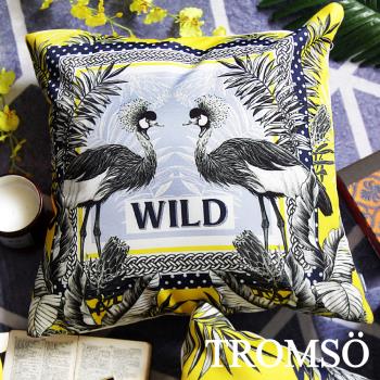 【TROMSO】奢華義大利棉麻抱枕-U176輝煌雙孔雀(44x44cm)