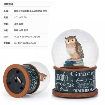 JARLL 讚爾藝術~感謝有您貓頭鷹 水晶球音樂盒(CO21056)