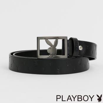 PLAYBOY - 兔頭金屬皮帶 皮帶系列 - 黑色
