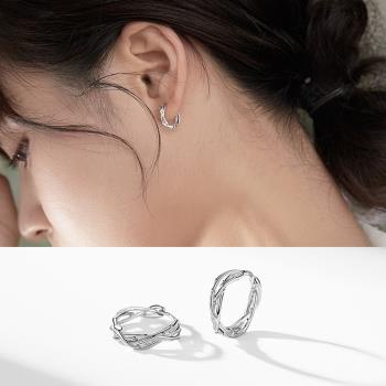 【Emi艾迷】韓系荊棘姿態環繞925銀針耳環