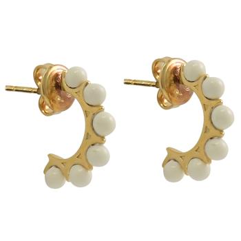 BOTTEGA VENETA 637070 簡約珠飾造型針式耳環.白/金