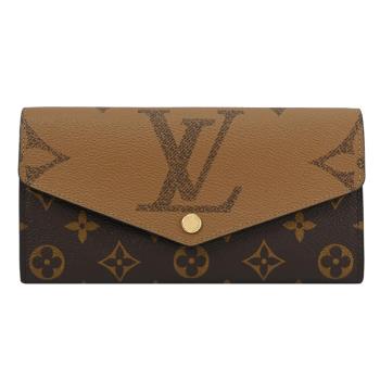 Louis Vuitton LV M80726 SARAH Monogram帆布信封式發財長夾.咖