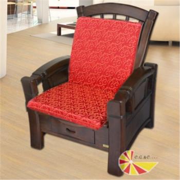 【凱蕾絲帝】木椅通用~100%台灣製造-高支撐加厚連體L型背坐墊(6入)-如意紅 