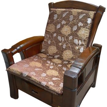 【凱蕾絲帝】木椅通用~100%台灣製造-高支撐加厚連體L型背坐墊(4入)-里昂玫瑰-咖啡