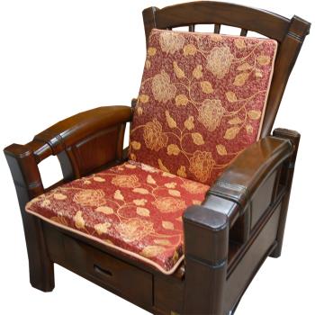 【凱蕾絲帝】木椅通用~100%台灣製造-高支撐加厚連體L型背坐墊(2入)-里昂玫瑰-紅 