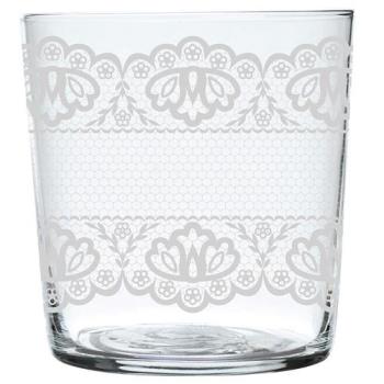 【EXCELSA】寬口玻璃杯(白蕾絲370ml)