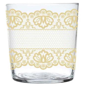 【EXCELSA】寬口玻璃杯(黃蕾絲370ml)