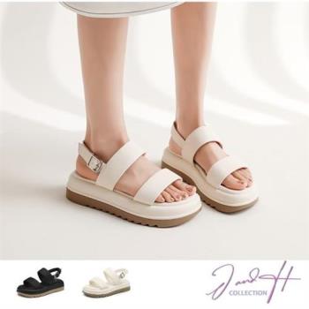 【J&H collection】時尚透氣厚底寬版沙灘涼鞋(現+預 白色/黑色)