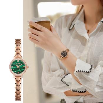 GUOU 古歐 6043 復古時尚孔雀綠氣質大方鋼帶女腕錶