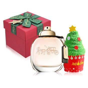COACH 時尚經典女性淡香精聖誕禮盒[香水30ml+聖誕樹造型毛巾]-交換禮物