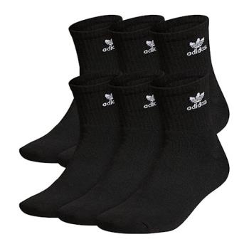 Adidas 2022男時尚運動厚襪款黑1/4短襪6入組