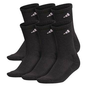 Adidas 2022女時尚運動厚襪款黑中筒襪6入組 