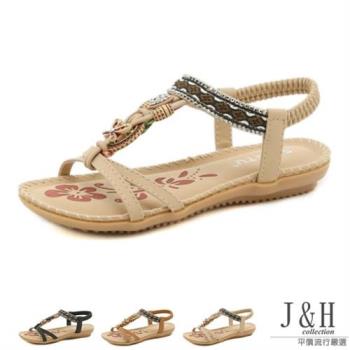 【J&H collection】波西米亞復古串珠平底涼鞋(現+預  黑色 / 杏色 / 棕色)