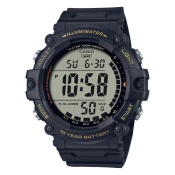 【CASIO 卡西歐】 男錶 電子錶 橡膠錶帶 加長錶帶 黑 寬型LCD顯示螢幕 十年電力 防水 AE-1500 ( AE-1500WHX-1A )