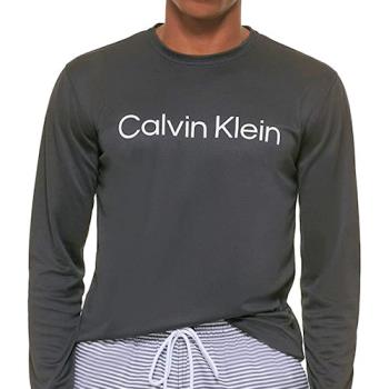 Calvin Klein 2022男時尚速乾黑色圓領長袖ㄒ恤