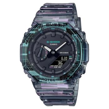 【CASIO 卡西歐】G-SHOCK 男錶 雙顯錶 橡膠錶帶 半透明 雜訊意象設計 防水200米 GA-2100 ( GA-2100NN-1A )