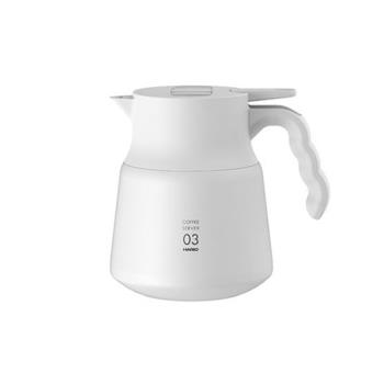 【HARIO】V60 VHSN系列雙層真空不鏽鋼保溫咖啡壺PLUS 03 800ml (2-6杯)-白色VHSN80-W