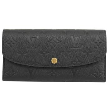 Louis Vuitton LV M62369 EMILIE 柔軟粒面牛皮壓花信封發財長夾.黑