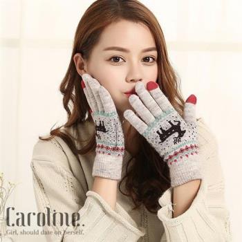 《Caroline》★5色可選 冬天必備最新時尚設計加绒加厚觸屏分指手套69775-隱