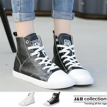 【J&H collection】韓版街舞嘻哈高筒平底休閒鞋(現+預  黑色 / 白色)