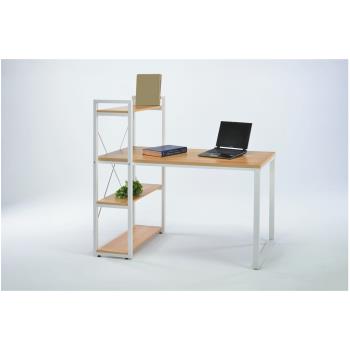【AS】愛拉簡易型淺木紋色多功能鐵架書桌櫃-120x54x110cm
