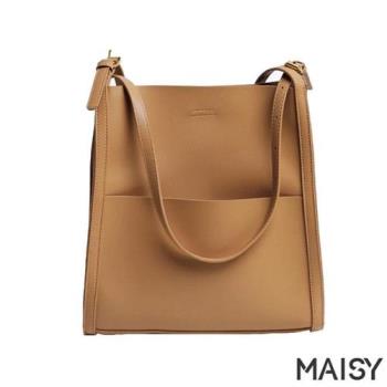 【MAISY】真皮簡約設計感肩背手提包(現+預  黑 / 白 / 黃 / 綠 / 咖啡)