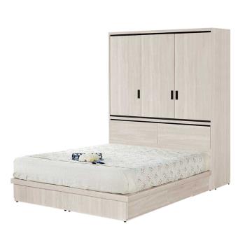 Boden-曼珊5尺雙人衣櫃型床組(衣櫃型床頭箱+四抽收納床底-不含床墊)