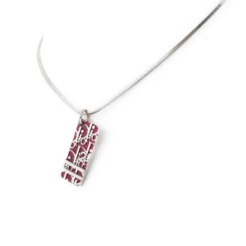 9成新【Christian Dior迪奧】吊牌字母logo紅色琺瑯項鍊 飾品 展示品