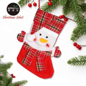 摩達客耶誕-蘇格蘭反摺聖誕帽造型聖誕襪-雪人款