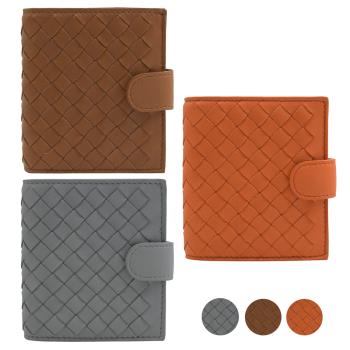 BOTTEGA VENETA 624047 編織牛皮釦式零錢小短夾 三色