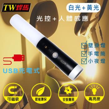 TW焊馬 USB充電式磁吸光控人體感應燈(CY-H5261)