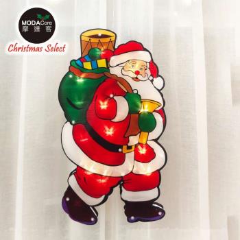 摩達客-聖誕彩繪PVC造型吊飾 -電池盒吸盤燈-聖誕老公公款