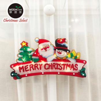 摩達客-聖誕彩繪PVC造型吊飾 -電池盒吸盤燈-老公雪人字牌款
