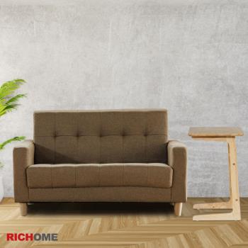 【RICHOME】妮可雙人沙發+和風實木邊桌組合