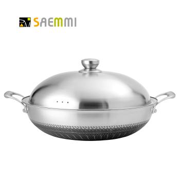【SAEMMI】316不銹鋼複合金蜂巢不沾炒鍋42CM (附不鏽鋼鍋蓋)