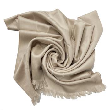 【COACH】新款大C LOGO羊毛混桑蠶絲巾圍巾(膚金)